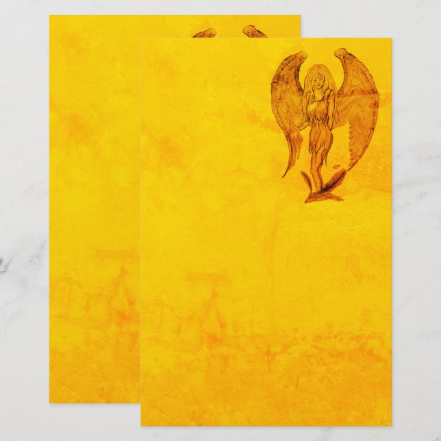 Papelaria Angel no estilo de tatuagem (Frente/Verso)