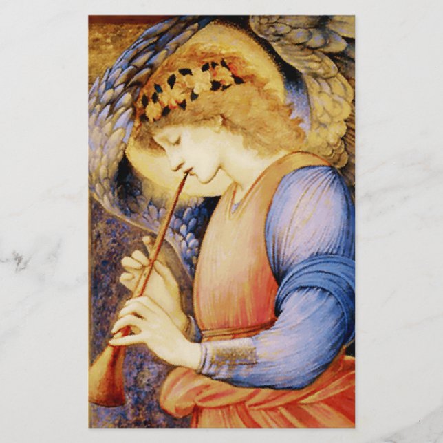 Papelaria "Angel Playing a Flageolet" por Edward Burne Jones (Frente)