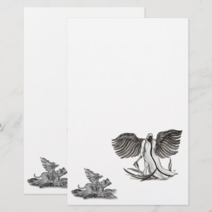 Papelaria Angel Uriel com Golem, design preto e branco