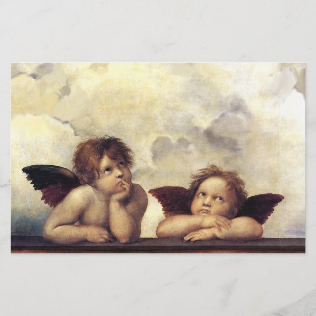 Papelaria ANGELS/Cherubs alados, Nuvens Raffaello Sanzio (Frente)