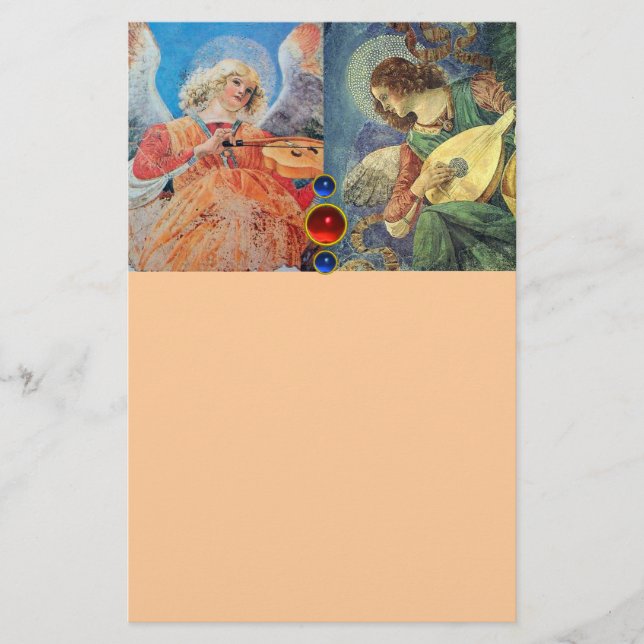 Papelaria ÂNGULOS DE NATAL DO FAZER MÚSICO, Pêssego Azul (Frente)