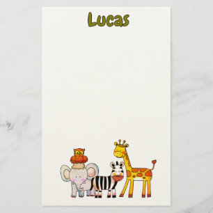 Papelaria Animais de Safari de Desenho Animado Fofo nome per
