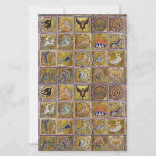 PAPELARIA ANIMAIS MÉDIOS BESTIÁRIOS, FANTÁSTICOS, AZUL VERME
