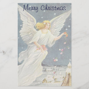 Papelaria Anjo do Victorian do natal vintage com rosas das