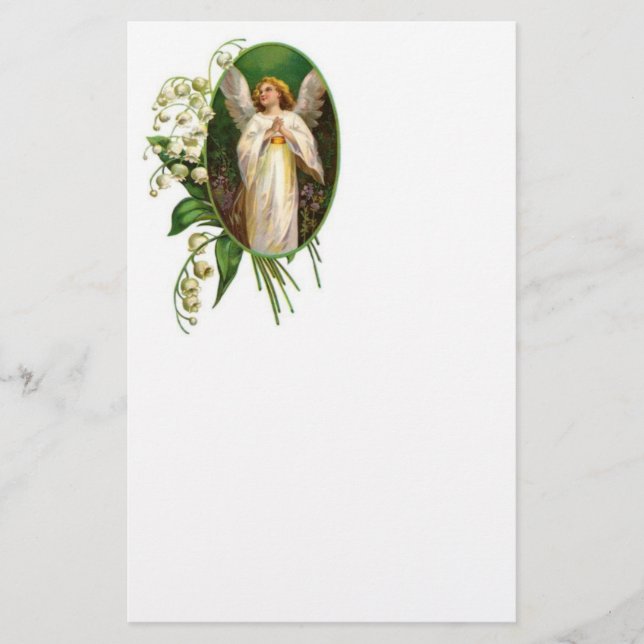 Papelaria Anjo Rezando Em Um Jardim (Frente)