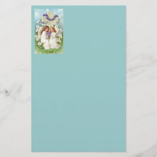 Papelaria Anjos bonitos com cruz e flores