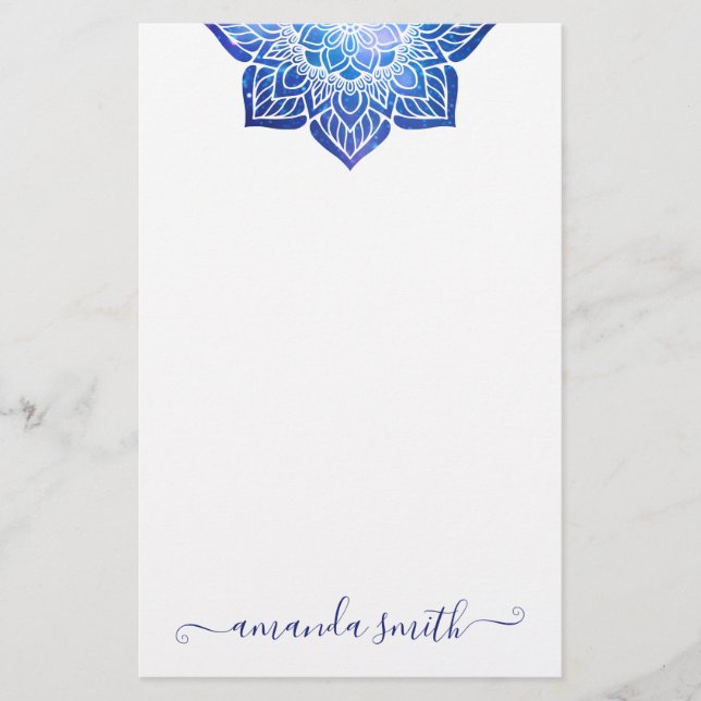 Papelaria Aqua Blue Galactic Mandala (Frente)