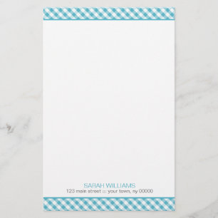 Papelaria Aqua Gingham Pattern