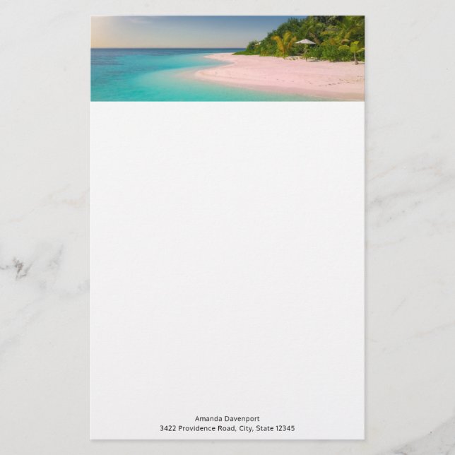 Papelaria Aquamarine Ocean Tropical Beach Scenic (Frente)