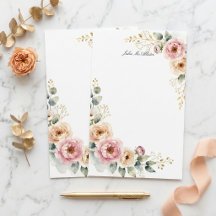 Aquarela Rosa Bege e Creme Borda de Peônia