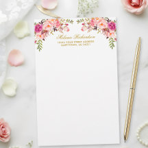 Aquarela Rosa Bege Floral Dourado Personalizado 