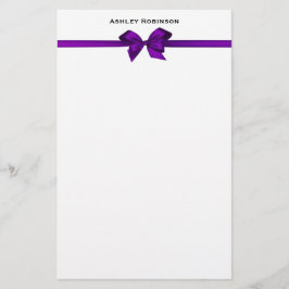 Papelaria Arco de Satin Roxo Elegante em Branco