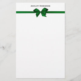 Papelaria Arco Elegante de Satin Verde em Branco
