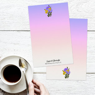 Papelaria Arco-Íris Púrpura, Oral Floral Personalizado Duplo
