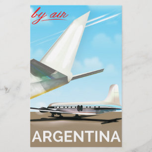 Papelaria Argentina "Por Air": poster de voo vintage