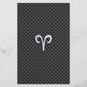 Papelaria Aries Símbolo Zodíaco Decor de Fibra de Carbono
