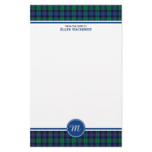 Armstrong Family Blue e Green Tartan Monograma