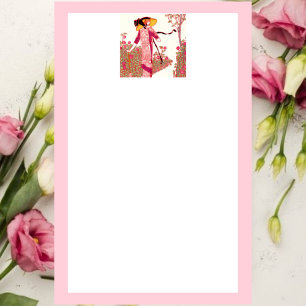 Papelaria Art Deco Lady no Papel de carta do Jardim Rosa