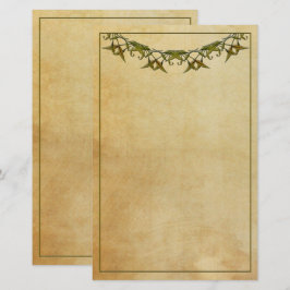 Papelaria Art Deco Vintage Stationery Paper com Greenery