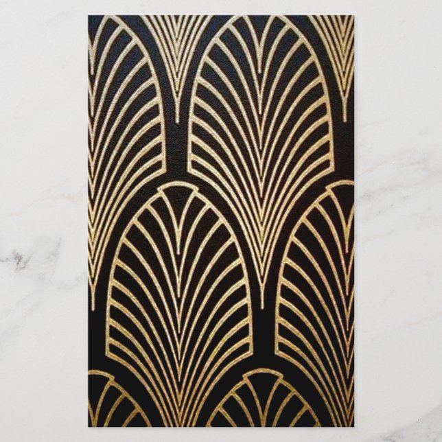 Papelaria Art nouveau, art deco, padrão do ventilador, bronz (Frente)