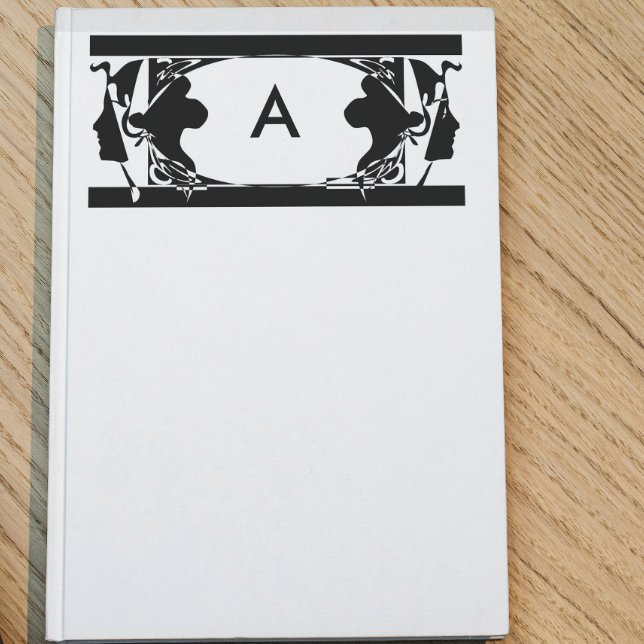 Papelaria Art Nouveau Damas Silhouette Monograma (Criador carregado)