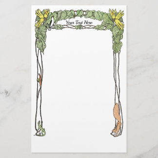 Papelaria Art Nouveau Nature Themed Stationery - Watercolor