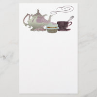 Arte cor-de-rosa do bule, do Teacup e do cupcake