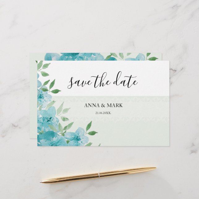 Papelaria Arte de Aquarela Azul Elegante (Frente/Verso In Situ)