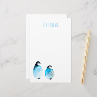 Papelaria Arte em aquarela de pinguim fofo