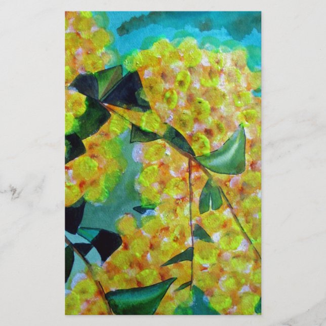 Papelaria Arte floral australiana original de Wattle (Frente)