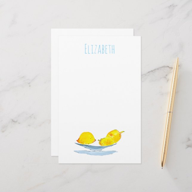 Papelaria Arte fruta de limões amarelos (Frente/Verso In Situ)