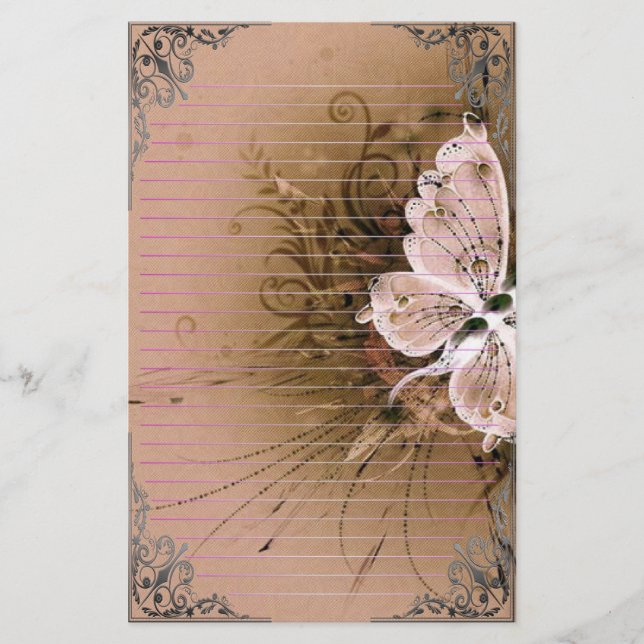 Papelaria Arte maravilhosa do pixel das borboletas (Frente)