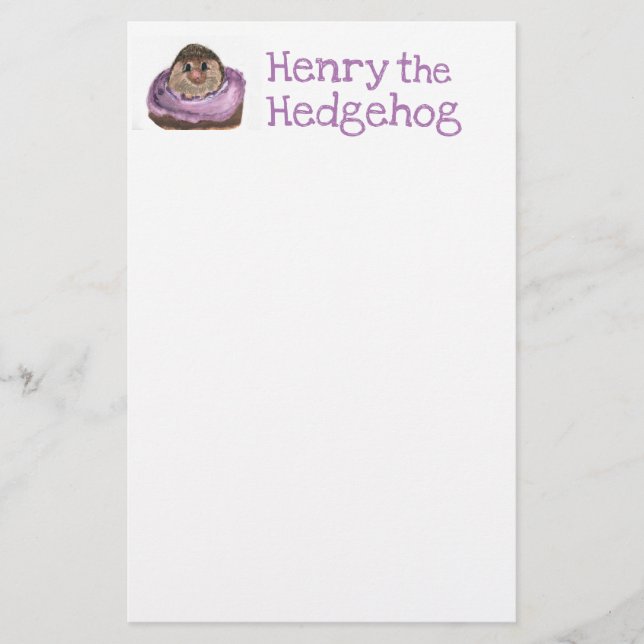 Papelaria Arte pela urze Henry o papel de carta do ouriço (Frente)