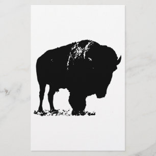 Papelaria Arte Pop Bisão Búfalo Preto e Branco