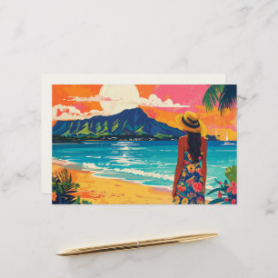 Papelaria Arte tropical aloha cabeça de diamante waikiki em 