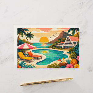 Papelaria Arte tropical aloha em branco