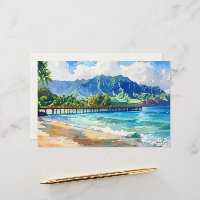 Papelaria Arte tropical aloha em branco (Frente/Verso In Situ)