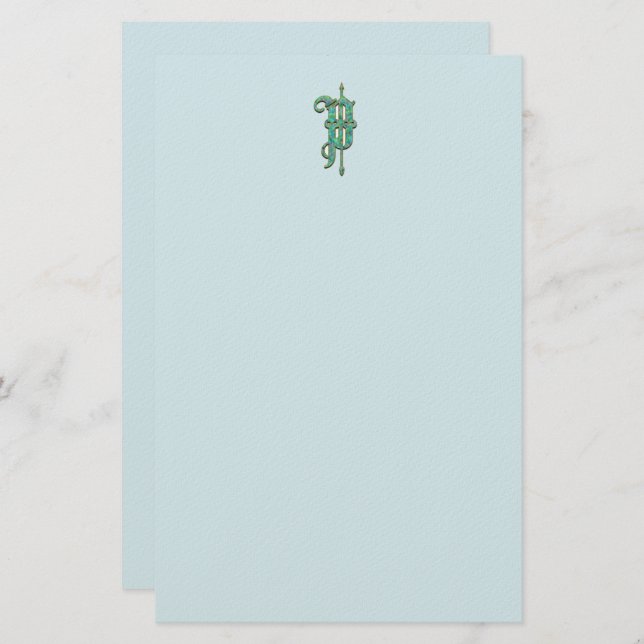 Papelaria Artisan Monogramas P Green Garden Feltrice Station (Frente/Verso)