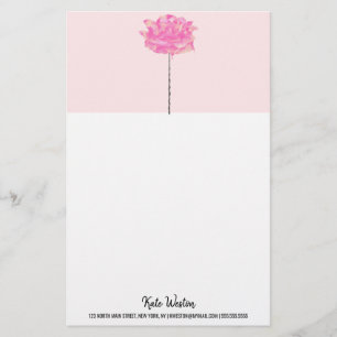 Papelaria Artsy Coral Pink Flower Stem Watercolor