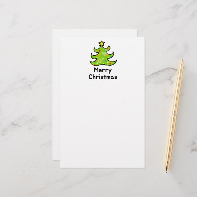 Papelaria Árvore Caprichosa de Natal Feliz (Frente/Verso In Situ)