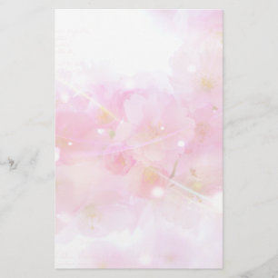 Papelaria Árvore de cereja japonesa com as flores do rosa