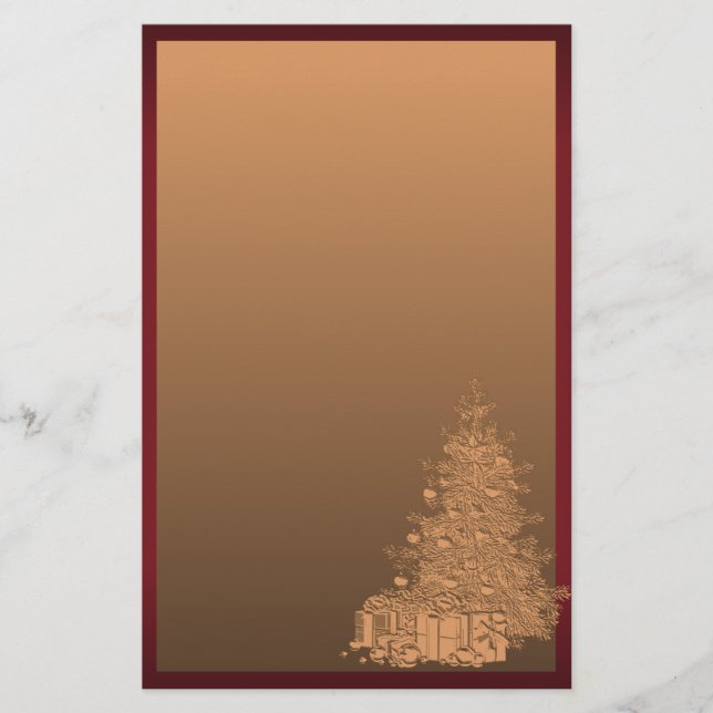 Papelaria Árvore de Natal Dourado e vermelha (Frente)