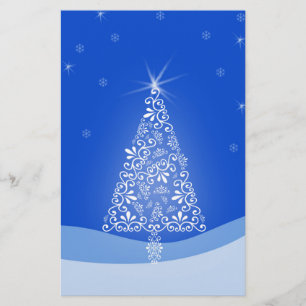 Papelaria Árvore de Natal Luz Noturna Estrelas Azul Branco A