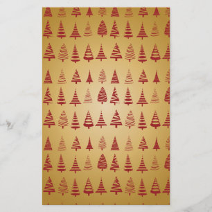 Papelaria Árvore de Natal Vermelha moderna no Dourado