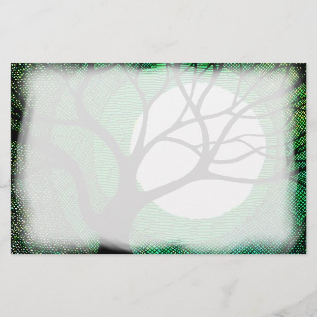 Papelaria Árvore e lua - verde (Frente)