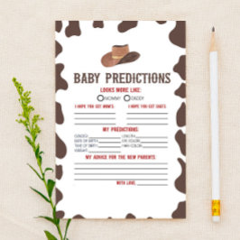 Papelaria Atividade de previsão de Chá de fraldas Rodeio Cow