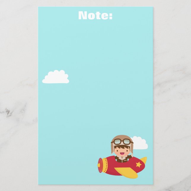 Papelaria Aventura bonito do avião do menino do aviador para (Frente)