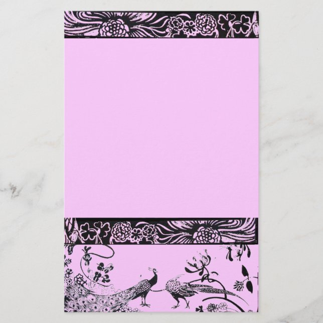 Papelaria AVES DE AMOR DE CASAMENTO preto e rosa (Frente)