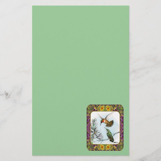 Papelaria Aves e Flores Hummingbird 2 (Frente)