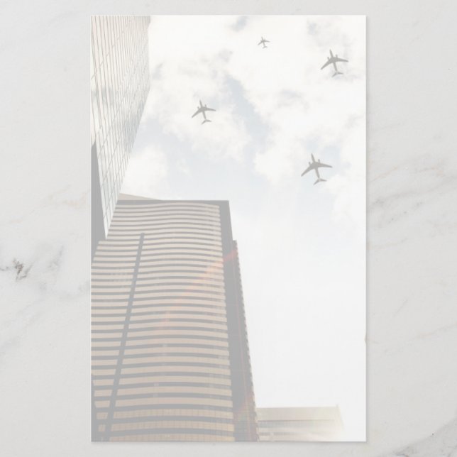 Papelaria Aviões sobrevoando edifícios (Frente)